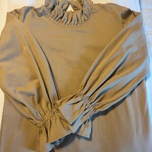 Chic Tan Ruffle Neck Women's Blouse